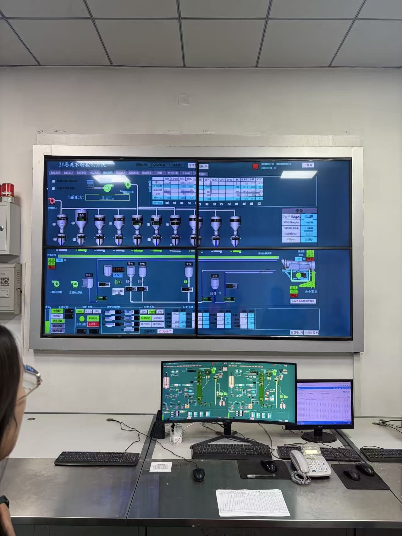 Powder spraying control room — Weifang Guanghua detergent powder production monitoring